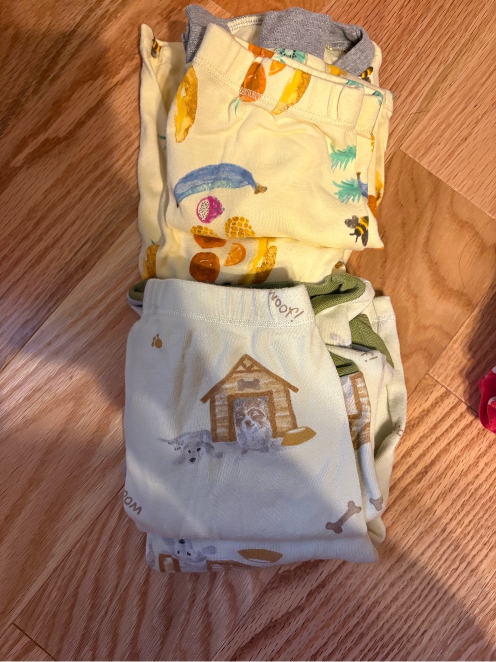 Burt's Bees Baby Yellow & Cream Cotton Pajama Set with Fruit and Puppy Prints